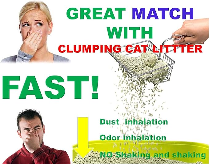 All Metal Litter Scoop, Solid Metal Sifter, Cat Litter Scoop Metal Jumbo, Cat Urine Scoop, Litter Scooper with Holder, Litter Scooper Holder, Jumbo Cat Litter Scoop Sifter Scooper Holder-PawvioPets