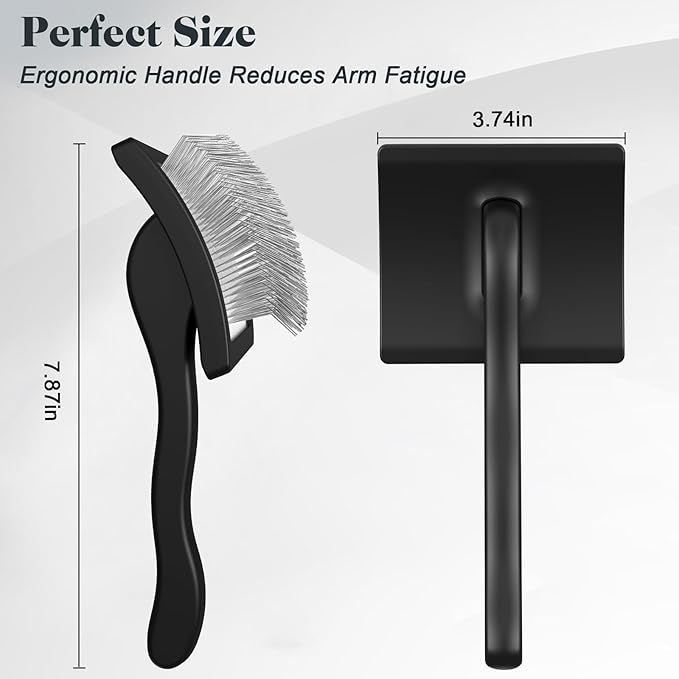 2PCS Slicker Brush for Dogs & Pet Comb,Professional Dog Grooming Brush (Goldendoodles,Poodles,Labradoodles) with Extra Long Pins to Effectively Remove Tangles, Knots and Mats (Black)-PawvioPets