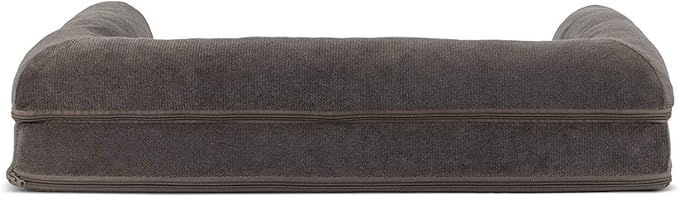 FurHaven Soft, Orthopedic Foam Sofa Dog Bed with Washable & Removable Cover - Sherpa/Chenille - Coffee, Dogs Up to 35 lbs - Medium-PawvioPets