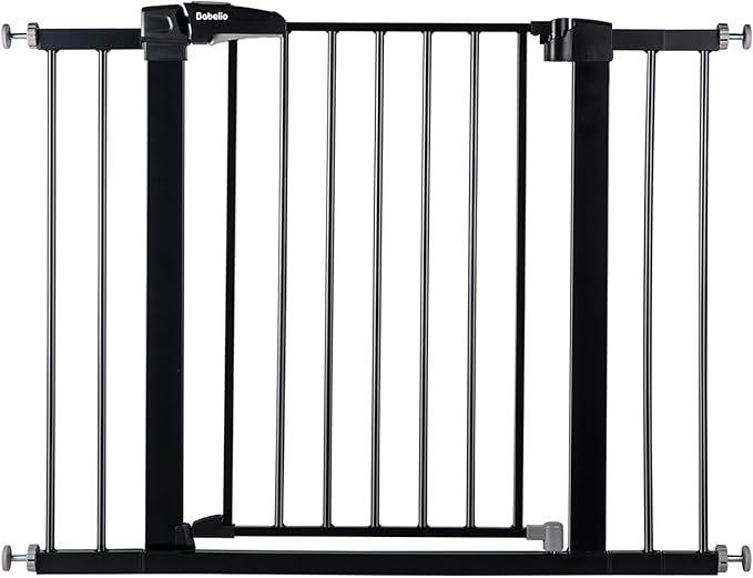 BABELIO 36-57" Extra Wide Baby/Dog Gate, Auto Close for The House, Stairs and Doorways, Pressure Mounted for Pet with Large Walk Thru Door, No Need Tools and Drilling, Black-PawvioPets