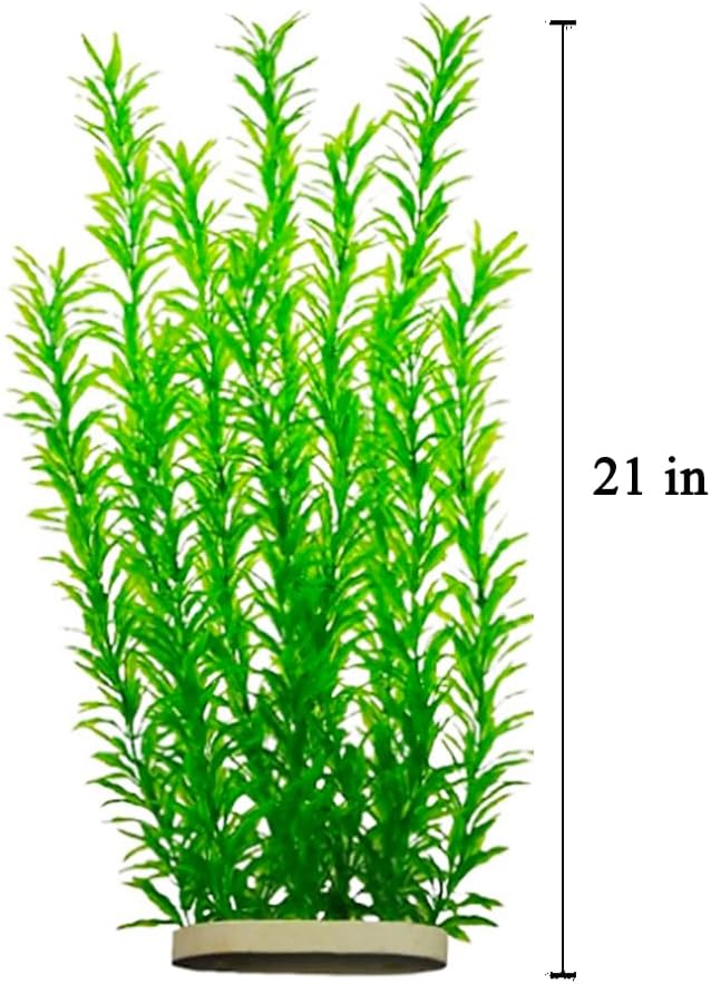 DSkoiph 2 pcs Aquarium Decor Plastic Plants Extra Large 21 Inches Artificial Fish Tank Plants Tall Fish Tank Decorations Artificial Green Water Plants (Green)-PawvioPets