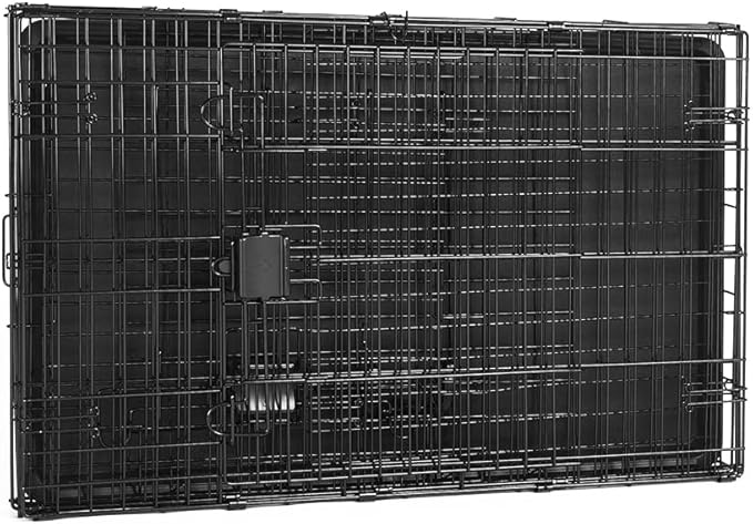 Amazon Basics Durable, Foldable Metal Wire Dog Crate with Tray, Double Door, 36 x 23 x 25 in, Black-PawvioPets