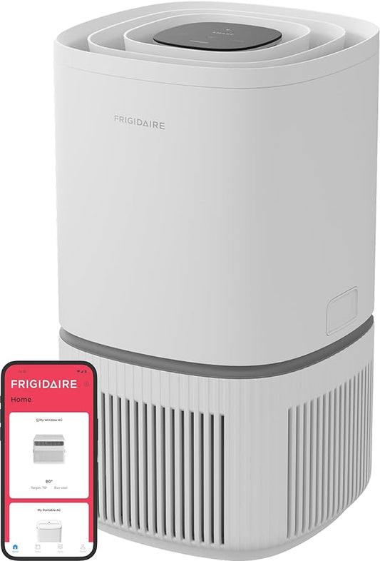 Frigidaire PureA300 HEPA Air Purifier with Wi-Fi for Small Bedrooms, Covers up to 850 Sq. Ft., 3-Stage Filtration, Energy Star Certification, Air Quality Monitoring, Smart Mode, Ultra Quiet, White-PawvioPets