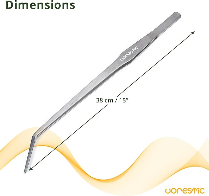 15 Inches Heavy Duty Reptile Feeding Tongs, Curved Aquarium Tweezers, Reptile Tongs, Fish Feeding Tongs, Reptile Feeding Tweezers, Long Tweezers for Aquarium and Terrarium-PawvioPets