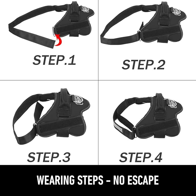 Bolux Dog Harness, No-Pull Reflective Dog Vest, Breathable Adjustable Pet Harness with Handle for Outdoor Walking - No More Pulling, Tugging or Choking (Black, XL)-PawvioPets