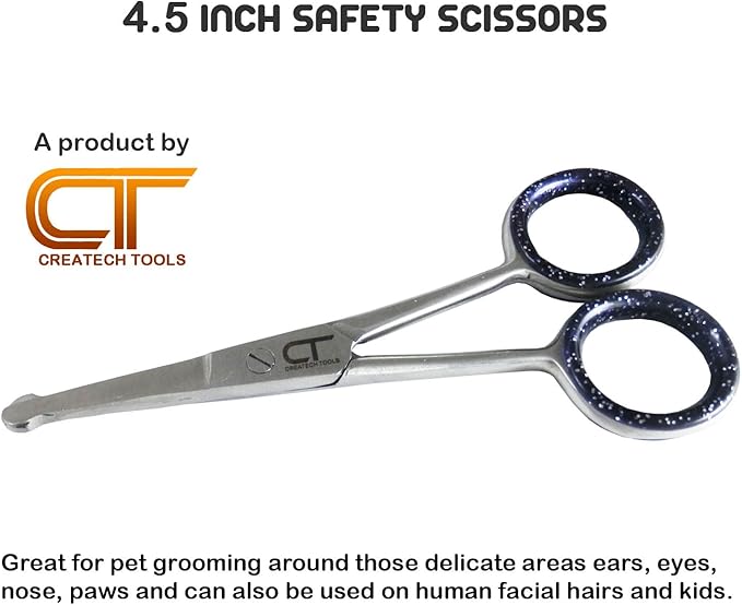 CT Pet Cat Dog Grooming Scissors Kit - 6 & 4 inch Hair Cutting Scissors Set, Japanese Stainless Steel Curved Blades with Safety Round Tips for Your Beloved Pets-PawvioPets