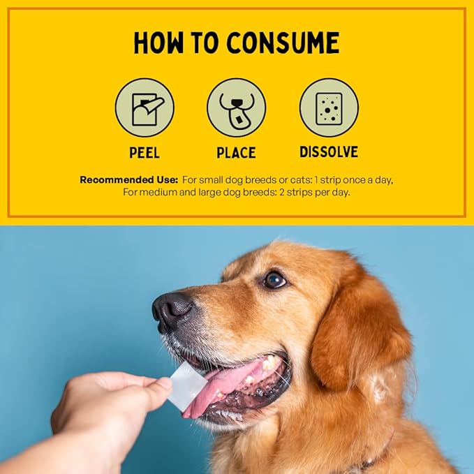 Fresh Breath Oral Strips for Dogs & Cats | Natural Spearmint & Thymol for Easy and Convenient, All-Natural Oral Care (30 Oral Dissolving Strips)-PawvioPets