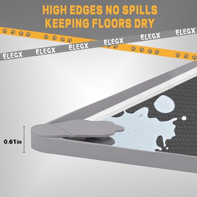 ELEGX Pee Pads Tray 30 X 36 Inches, Silicone Dog Bedpan Tray, High Edge Puppy Pad Holder Tray for Easy to Clean and Spill Free Dog Bedpan Training Pad Tray with Fixing Buckle-PawvioPets