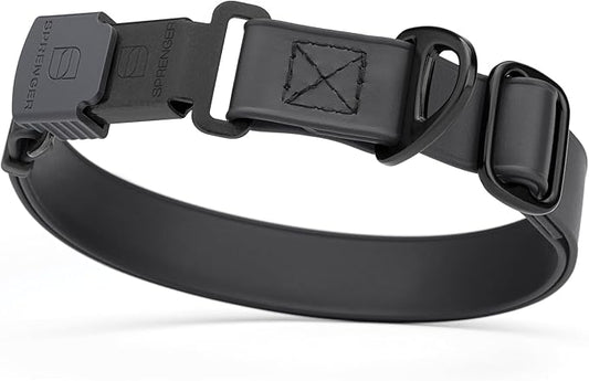 Dogline Biothane Waterproof Dog Collar with Herm Sprenger Black Stainless Steel Quick Release Buckle – Heavy Duty Tactical Durable Collar for Dogs – Comfortable and Safe Pet Collar W3/4" L12-19 Black-PawvioPets