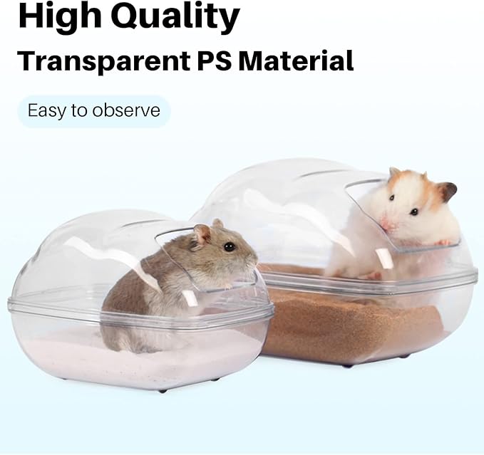 BUCATSTATE Sand Bath Container for Hamster Large Transparent Hamster Toilet with Scoop Dwarf Sandbox Dust Bathtub Small Animals Bathroom Hamster Cage Accessories (Transparent, Large)-PawvioPets