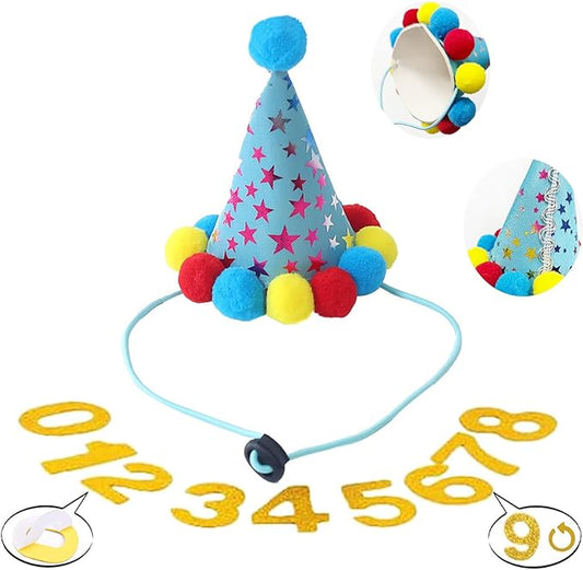 Dog Birthday Party Supplies Set,Birthday Bandana,Boy Girl Dog Birthday Hat with Numbers,Happy Birthday Banner for Golden Retriever French Bulldog Labrador Teddy Husky (Blue)-PawvioPets