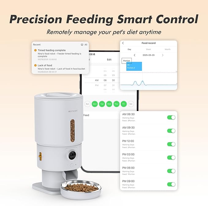Automatic Cat Feeder with Camera - 5G WiFi Timed Cat Food Dispenser, 1080P HD Video with Night Vision, 1-15 Meals, 1-99 Portions, 2-Way Audio, Keeps Dry Food Fresh, 5L Auto Pet Feeder Also for Dogs-PawvioPets