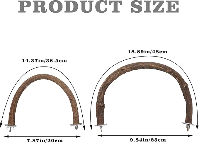 2 Pack Bird Perch Stand, Natural Wood U Shape Parrot Stand Pole, Bird Cage Accessories, Suitable for Small to Medium Birds Parakeets Cockatiels Budgie Lovebirds-PawvioPets