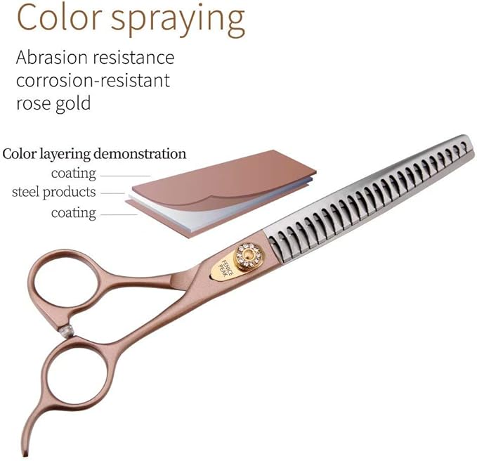 Fenice Peak Thinning Shears for Dogs and Cats Pet Grooming Scissors Chunkers Shears 440C Stainless Steel Professional Dog Trimming Scissors 7.5''-PawvioPets
