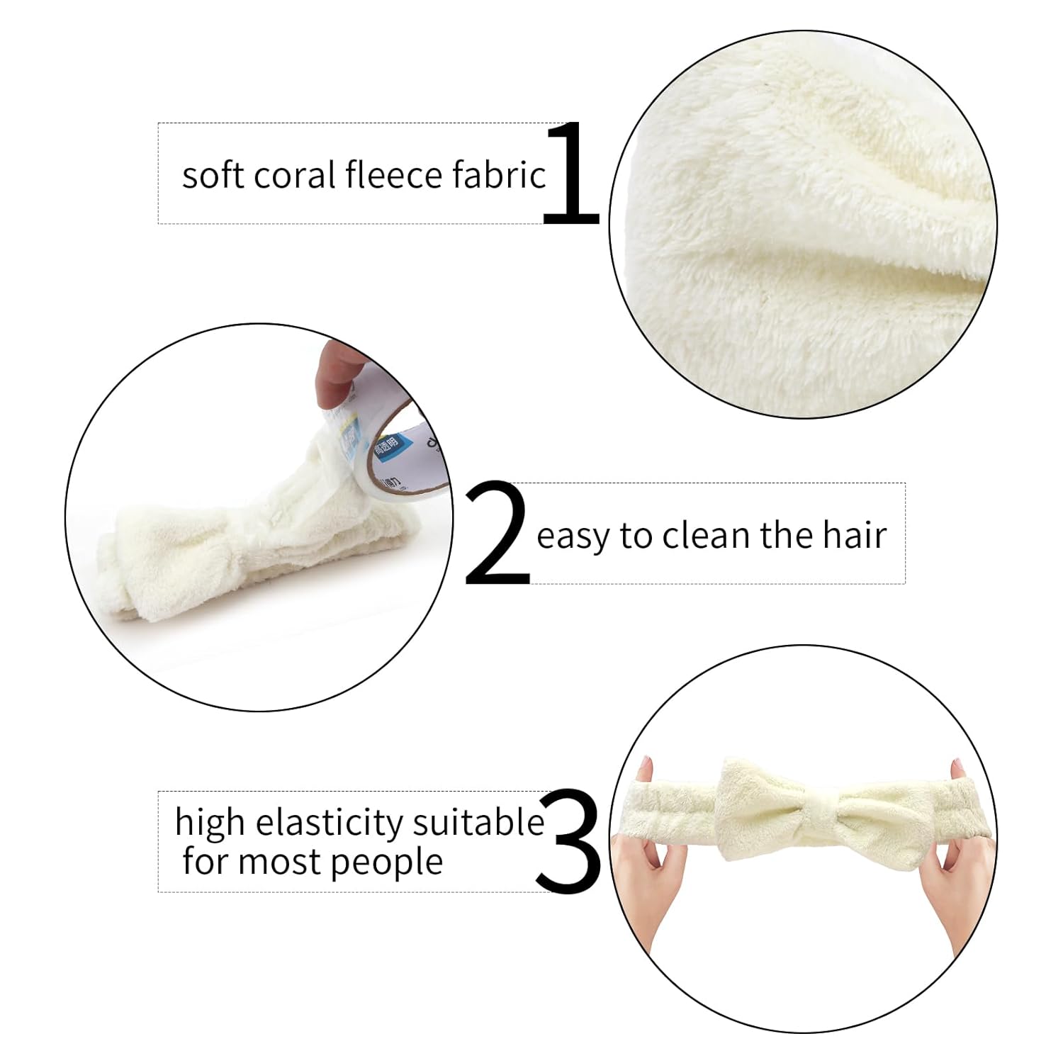 Semato 8 Pcs Creamy White Spa Headband Bachelorette Party Favor Set Skincare Headbands for Women Gifts and Party Supplies (creamy white)