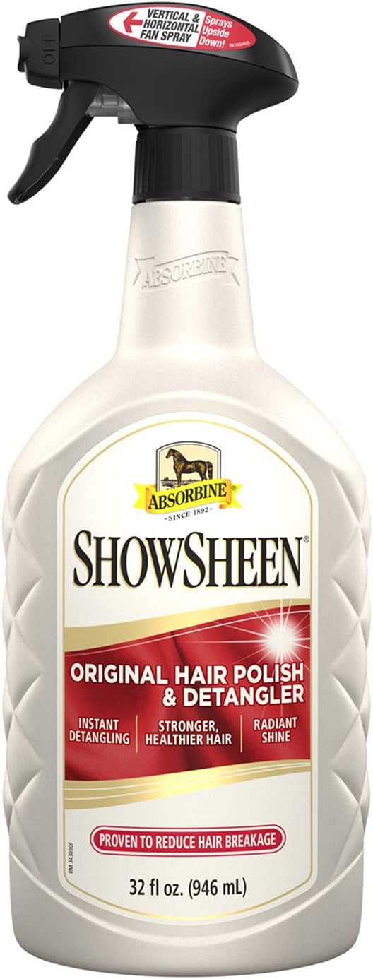 Absorbine ShowSheen Hair Polish & Detangler 32oz Spray Bottle, Horse and Dog Coat, Mane and Tail, Instant Detangling & Reduces Hair Breakage for Healthy Grooming & Radiant Shine-PawvioPets