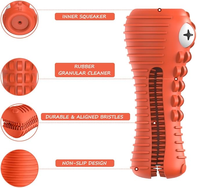 Dog Toys for Aggressive Chewers Large Medium Breed, Indestructible Dog Toothbrush Chew Toys, Squeaky Interactive Tough Extremely Durable, Dogs Toys to Keep Them Busy-PawvioPets