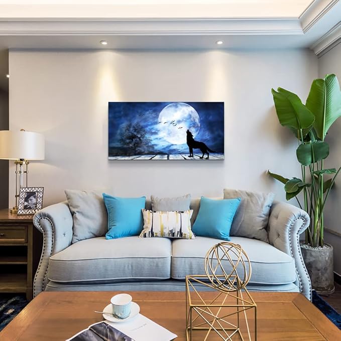 Canvas Wall Art For Bedroom Wall Decoration For Living Room Large Size Luminous Scenery Wolf Wall Decor Pictures Artwork Painting Modern Office Canvas Art Prints Room Decor Ready To For Home Decor-PawvioPets