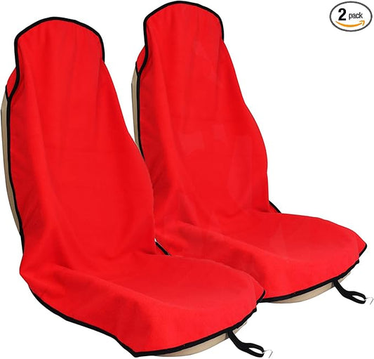 Car Seat Cover Protector Front Seats,for Gym Workout,Running,Swimming,Beach and Hiking,Waterproof Sweat Towel Bucket Seat Covers for Cars SUV Trucks (Red, 2Pcs)-PawvioPets