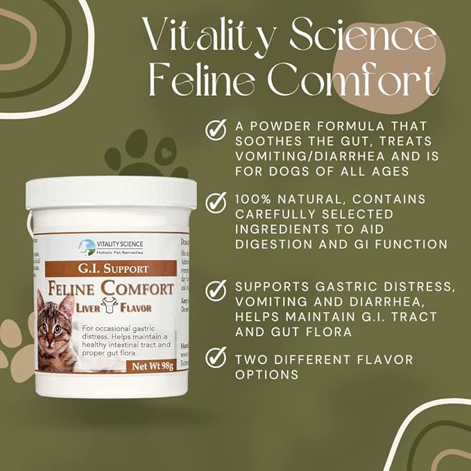 Feline Comfort for Cats | Maintains a Healthy Intestinal Tract and Proper Gut Flora | Restores Gastric Stability | for Vomiting and Diarrhea | 100% Additive Free (Beef, 220g)-PawvioPets