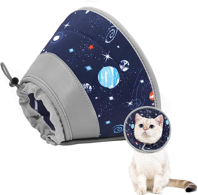 Cat Cone Collar Soft to Stop Licking, Adjustable, Foldable Lightweight Kitten Cones After Surgery Recovery for Cats & Kittens, Cat Cone Alternative (Grey, M)-PawvioPets