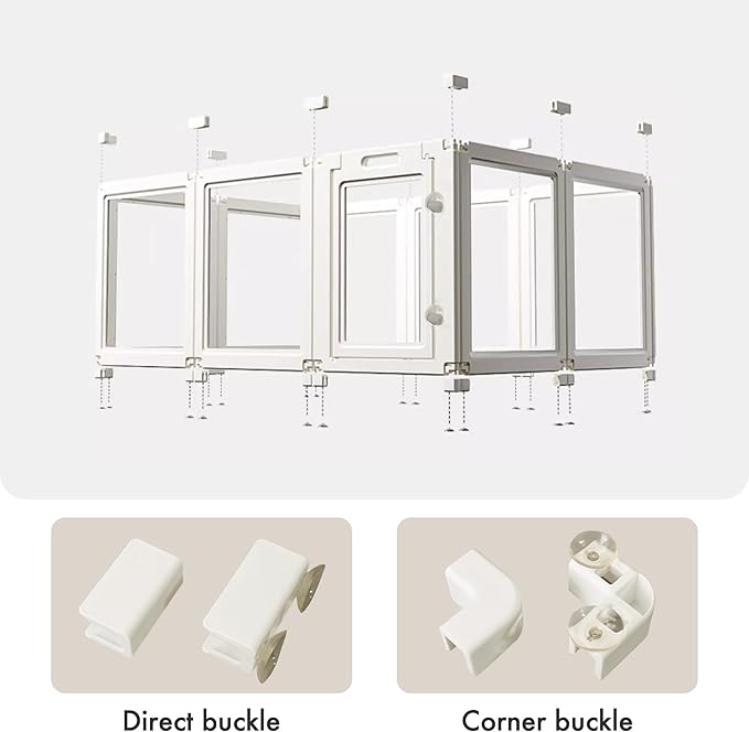 Acrylic Dog Playpen with Door, 24" 10PCS Clear Pet Play Pen Indoor for Small Animals, Transparent Puppy Fence Kennel Rabbit Ferret, Doggie Cages Yard Easy Assemble-PawvioPets