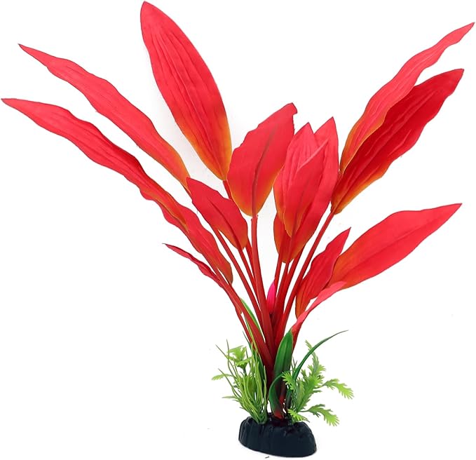 ALEGI Silk Aquarium Plants, 12 Inch Artificial Silk Plants Decorations for Fish Tank,Aquarium Décor Plastic Plants (Red, 2 Pack)-PawvioPets