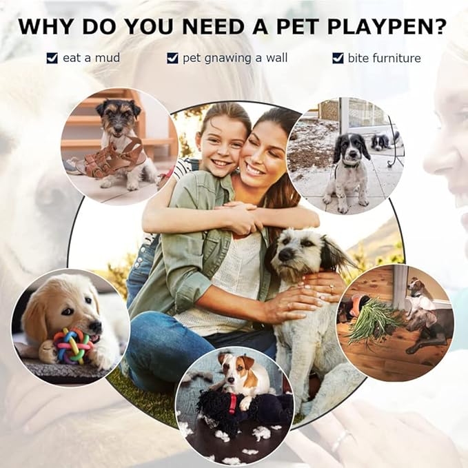 BestPet | Dog Playpen | 24 Inch, 16 Panels | Heavy Duty Metal Pet Exercise Pen | Indoor Outdoor Fence Panels | Rust-Resistant, Removable, Tool-Free Setup | Anti-Skid, Expandable Design-PawvioPets