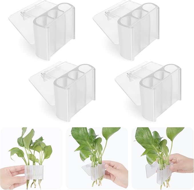 3 Holes Upgraded Aquatic Plant Cup Aquarium Plant Holder for Tank,Hanging Aquarium Plant Holder,Aquarium Aquatic Plant Cultivation,Aquarium Plant Decoration. (White 4PCS)-PawvioPets