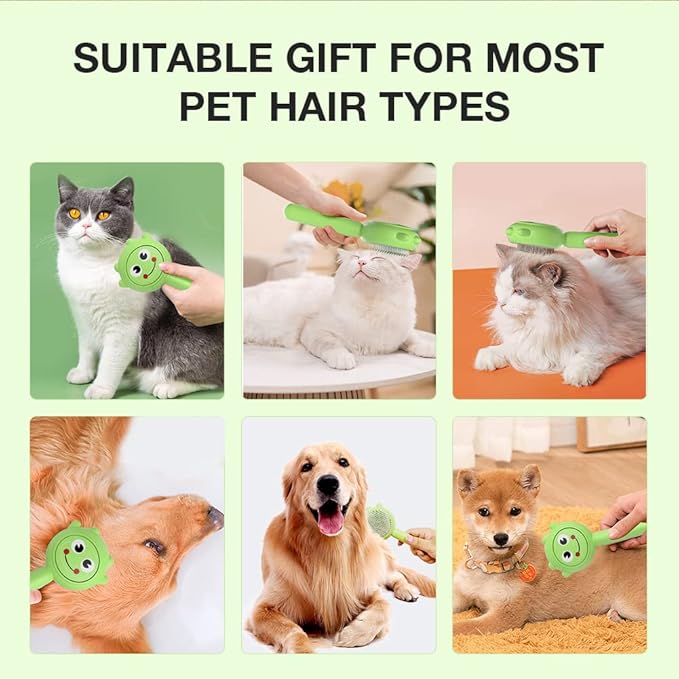 Dog Brush for Short or Long Haired Dogs, Frog Shape Dog Brush with Release Button, Dog Hair Brush Dog Grooming Deshedding Brush for Dog Kitten Rabbit Massage Removes Loose Fur-PawvioPets