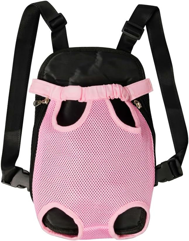 FEimaX Dog Carrier Backpack Pet Legs Out Front Cat Travel Bag, Adjustable Puppy Backpacks Carriers Hands-Free for Small Medium Dogs Cats Hiking Traveling Camping Daily Walking (Medium, Pink)-PawvioPets