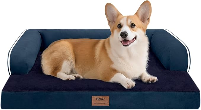 Dog Bed Medium Size Dog-Orthopedic Waterproof Bed for Dogs,Foam Couch Sofa with Washable Removable Cover & Non-Slip Bottom-Navy Blue-PawvioPets