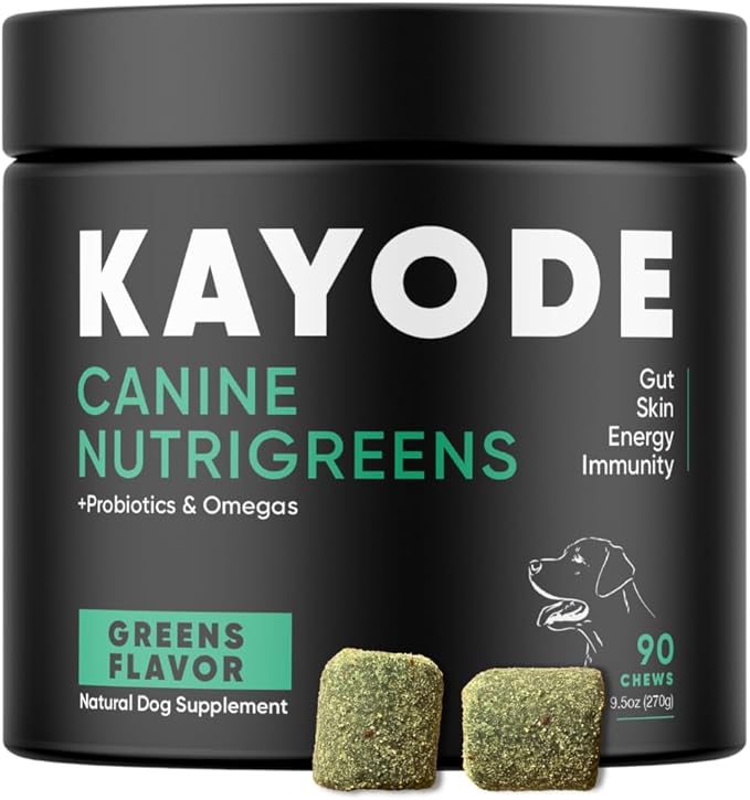 Canine NutriGreens - Natural Dog Vitamins & Probiotics for Dogs. No Messy Powder. Includes Spirulina, Kelp & Antioxidant Berry Mix. 6-in-1 Dog Supplements & Vitamins Chews. Super Greens for Dogs.-PawvioPets
