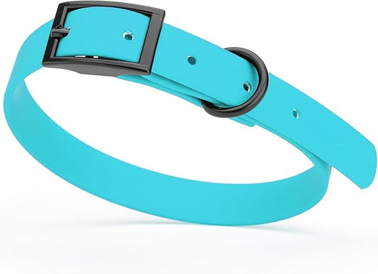 Dogline Biothane Waterproof Dog Collar Strong Coated Nylon Webbing with Black Hardware Odor- Proof for Easy Care Easy to Clean High Performance Fits Small Medium or Large Dogs, Sky Blue-PawvioPets