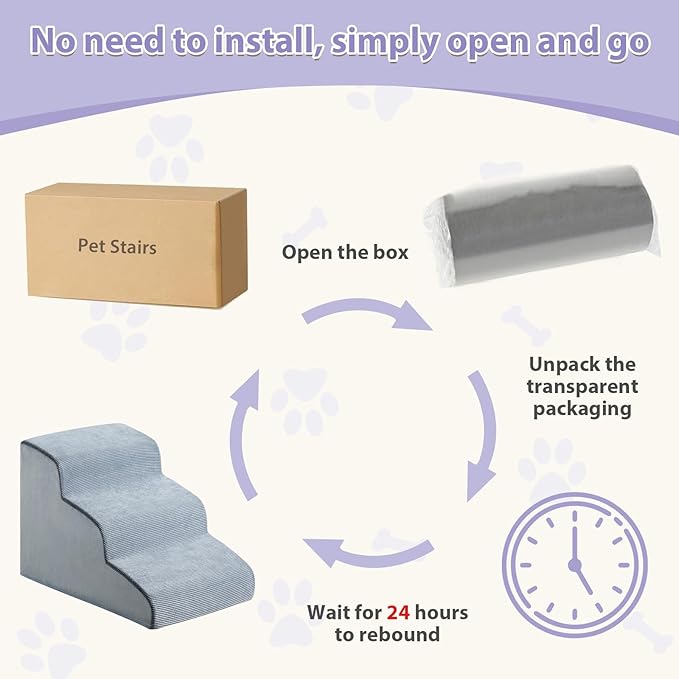 Dog Stairs for Small Dogs, 2-Steps Dog Ramp for Couch, Pet Stairs with Highly Supportive Foam and Non-Slip Bottom, Pet Steps for Cat & Doggie (High 11.8 Inch)-PawvioPets