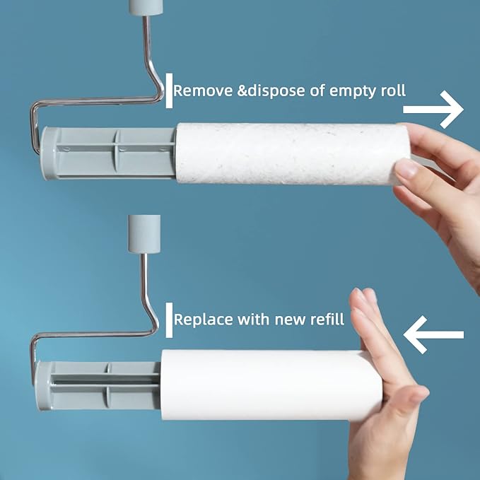 Extra Sticky Large Surface Lint Roller, 6.3'' Giant Lint Roller for Pet Hair, Lint Remover Roller for Cat Hair, Clothes, Furniture (1 Handle + 90 Sheets)-PawvioPets