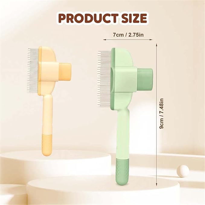 Avatore Zenbrush Cat Comb, Zen Brush for Cats, 2025 Upgraded Cat Brush with Release Button, Flea Comb for Cats, Click Self Cleaning Pet Hair Removal Combs-PawvioPets