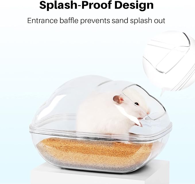 BUCATSTATE Sand Bath Container for Hamster Large Transparent Hamster Toilet with Scoop Dwarf Sandbox Dust Bathtub Small Animals Bathroom Hamster Cage Accessories (Transparent, Large)-PawvioPets