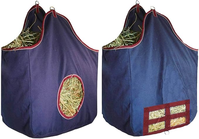 Derby Originals Large 24 OZ Canvas Horse Hay Bag 2 Sided Combo Design X Wide Gusset and 6 Month Warranty-PawvioPets