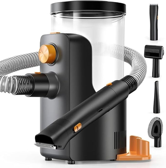 Dog Grooming Vacuum, 4.5L Extra-Large Dust Cup Dog Grooming Kit, 14000Pa High-Suction Pet Groomer with Clippers, Low-Noise All-in-One Shedding Control Set for Home Use-PawvioPets