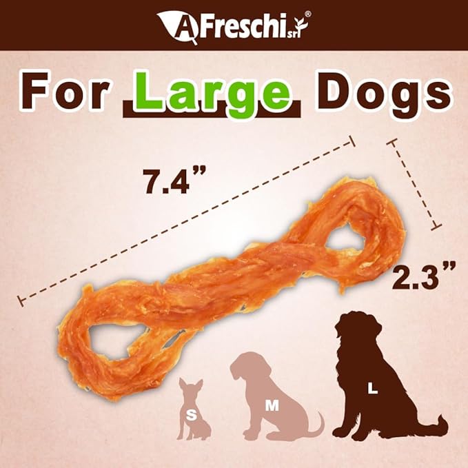 Afreschi Natural Turkey Tendon Rope (L) 1 Unit per Pack, Dog Treats for Signature Series, All Natural Human Grade Puppy Chew, USA-Sourced Turkey Tendon, Hypoallergenic, Rawhide Alternative-PawvioPets