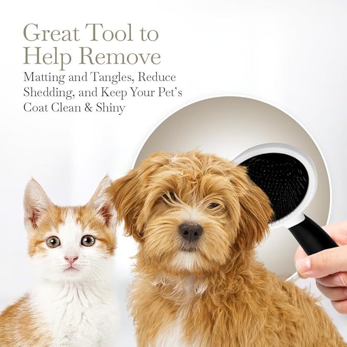 Fuller Brush Slicker Pet Brush - Angled Fine Steel Wires - Ergonomically Designed Rubberized Handle For Comfort & Control - Remove Shedding & Matted Hair - Tool For Grooming Dogs & Cat-PawvioPets