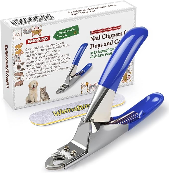 Dog Cat Pets Nail Clippers, Professional Pets Claw Trimmer with Free Nail File, Sharp Stainless Steel Blade, Sturdy Non Slip Handles - for Safe, Professional at Home Grooming-PawvioPets