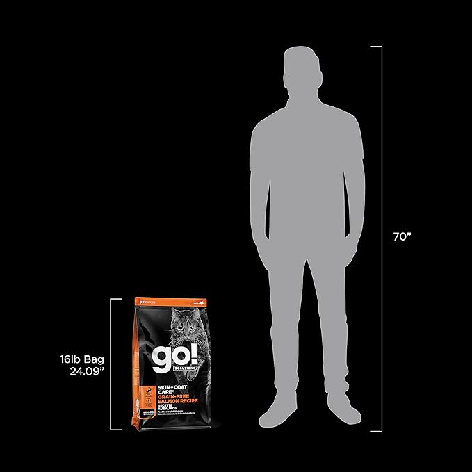 Go! Solutions Skin + Coat Care, Grain-Free Dry Cat Food, Salmon Recipe, 16 lb Bag-PawvioPets