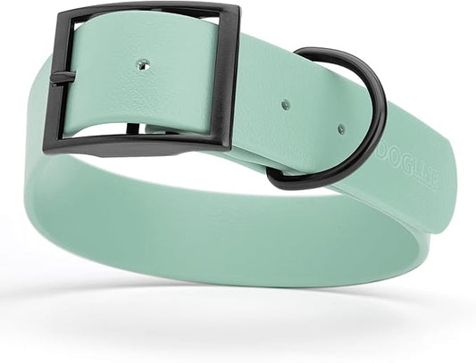 Dogline Biothane Waterproof Dog Collar Strong Coated Nylon Webbing with Black Hardware Odor- Proof for Easy Care Easy to Clean High Performance Fits Small Medium or Large Dogs, Sage Green-PawvioPets