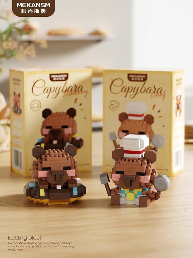Gold Medal Baking Cute Capybara Baking Bread Series Mini Building Toy Kawaii Animals Set Micro Adorable Pet Buildings Small Bricks Gifts Toys-PawvioPets