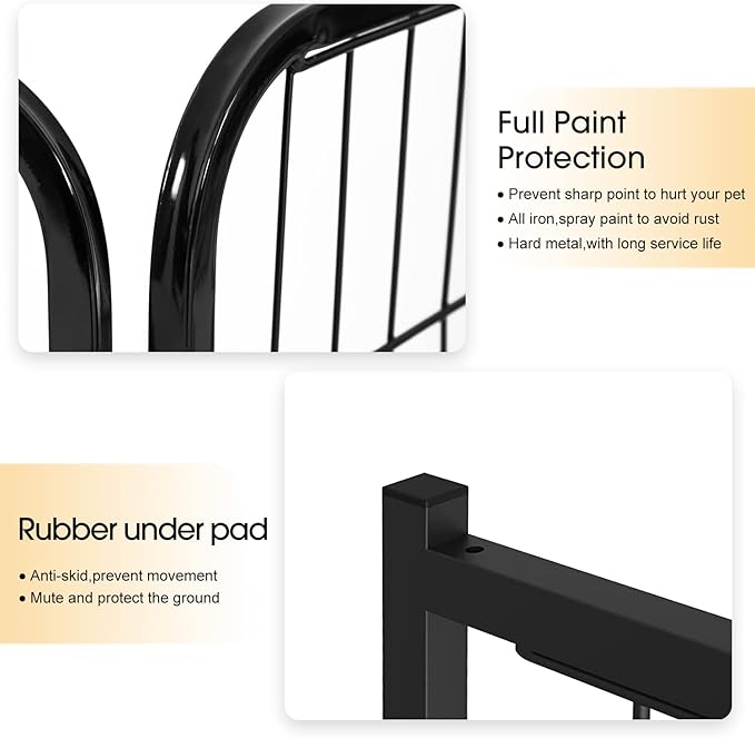 BestPet Dog Playpen Indoor 24 inch 32 Panels Metal Dog Pen Pet Dog Fence Outdoor Exercise Pen with Doors,Pet Puppy Playpen for RV Camping Yard, Black-PawvioPets