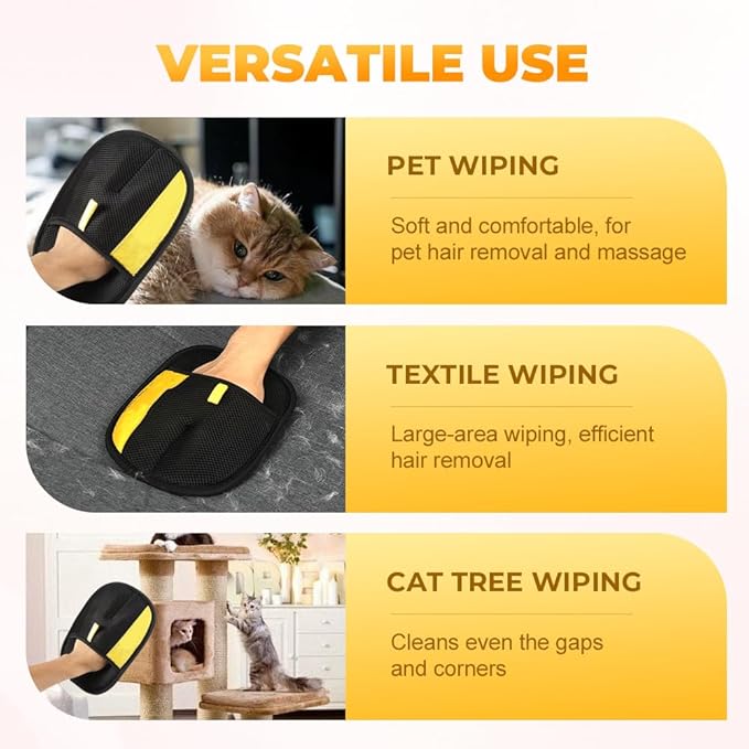 Electrostatic Gloves Pet Hair Removal Glove for Cats & Dogs, 2025 New Pet Hair Remover Glove for Couch, Furniture, Carpet, Curtain, Washable Reusable Animal Fur Removal Tool (2PCS)-PawvioPets