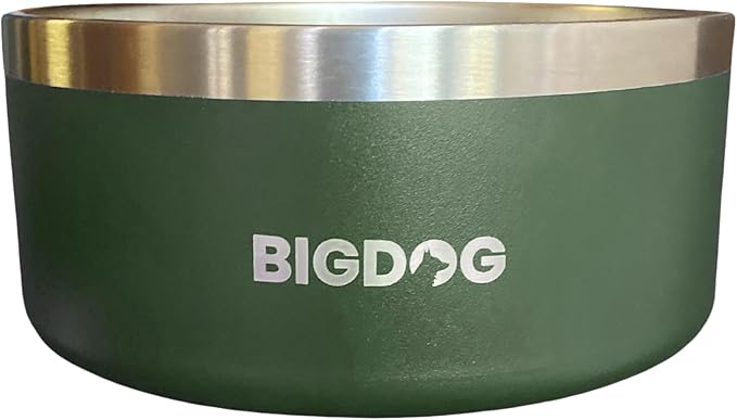 BIGDOG Large Dog Bowls, Stainless Steel Dog Food and Water Bowl (64 Ounce, Army Green)-PawvioPets