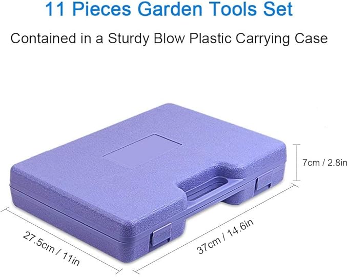 Garden Tools Set, 11 Pieces Gardening Gifts with Purple Floral Print, Ergonomic Handle, Trowel, Rake, Shovels, Pruner, Shears, Sprayer, Gloves, Garden Hand Tools with Carrying Case-PawvioPets